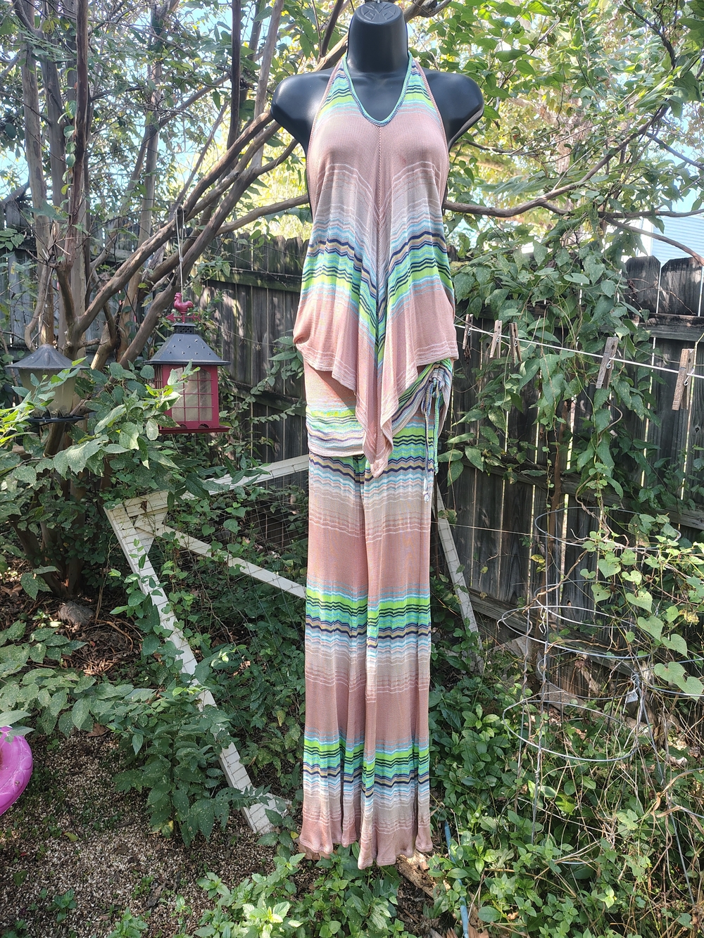Young Fabulous & Broke Stripped Knit Pant Set With Matching Halter Top